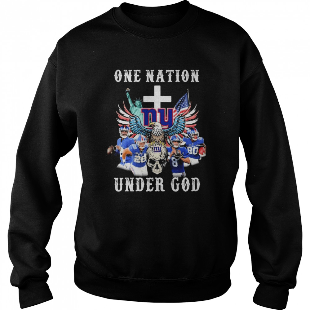 eagle holding skull new york giants one nation under god signatures unisex sweatshirt