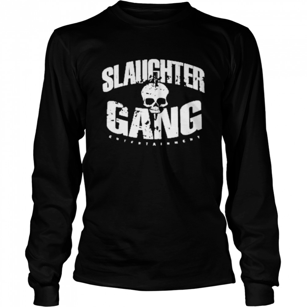 slaughter gang entertainment distressed long sleeved t shirt
