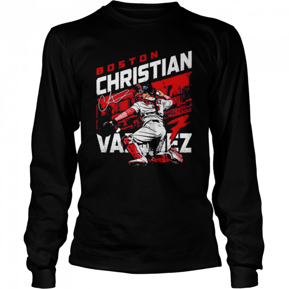 Sports Christian Vazquez city name Houston Astros Boston signature t-shirt Long Sleeved T-shirt