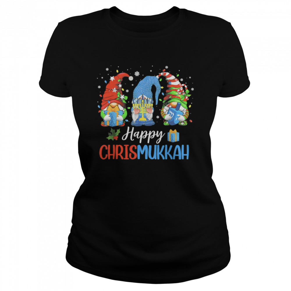 Happy Chrismukkah Gnomes Merry Christmas And Happy Hanukkah Classic Women's T-shirt