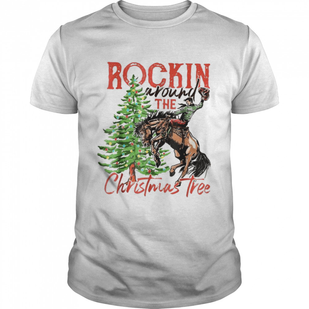 Rocking around the Christmas tree Christmas cowboy riding horse shirt Classic Men's T-shirt