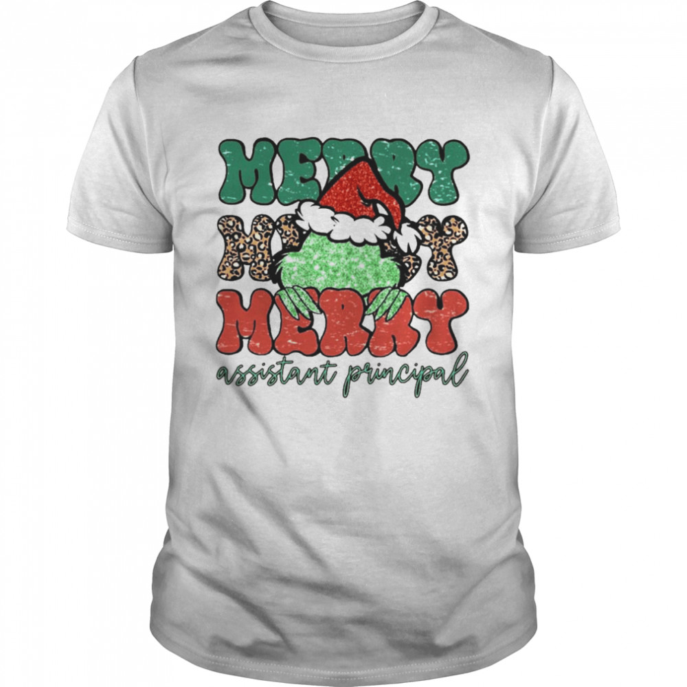 Santa Grinch Merry Assistant Principal Christmas Leopard 2022 shirt Classic Men's T-shirt