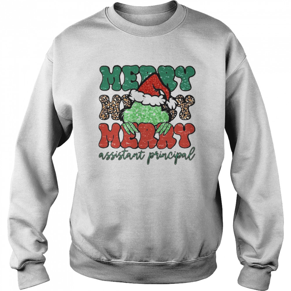 Santa Grinch Merry Assistant Principal Christmas Leopard 2022 shirt Unisex Sweatshirt