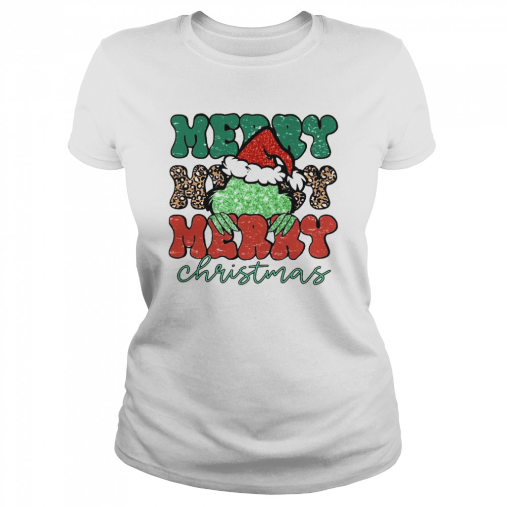 Santa Grinch Merry Christmas Leopard 2022 shirt Classic Women's T-shirt