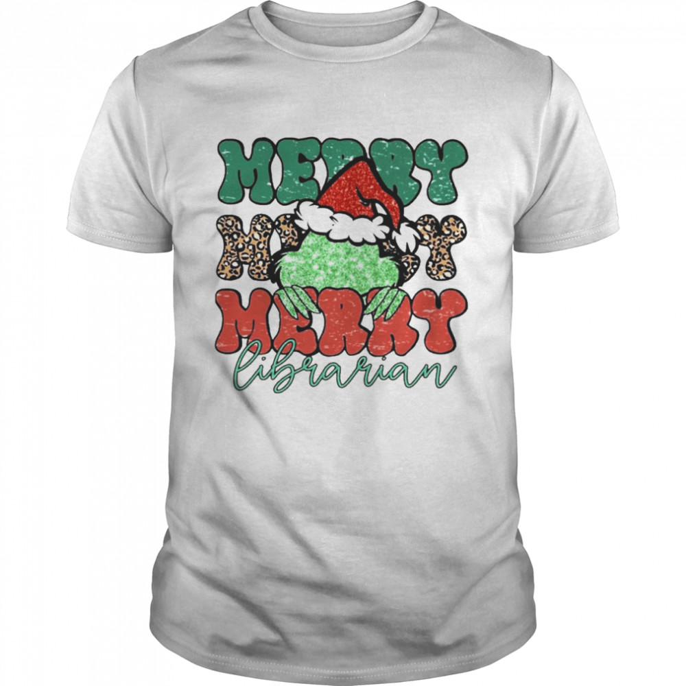 Santa Grinch Merry Librarian Christmas Leopard 2022 shirt Classic Men's T-shirt