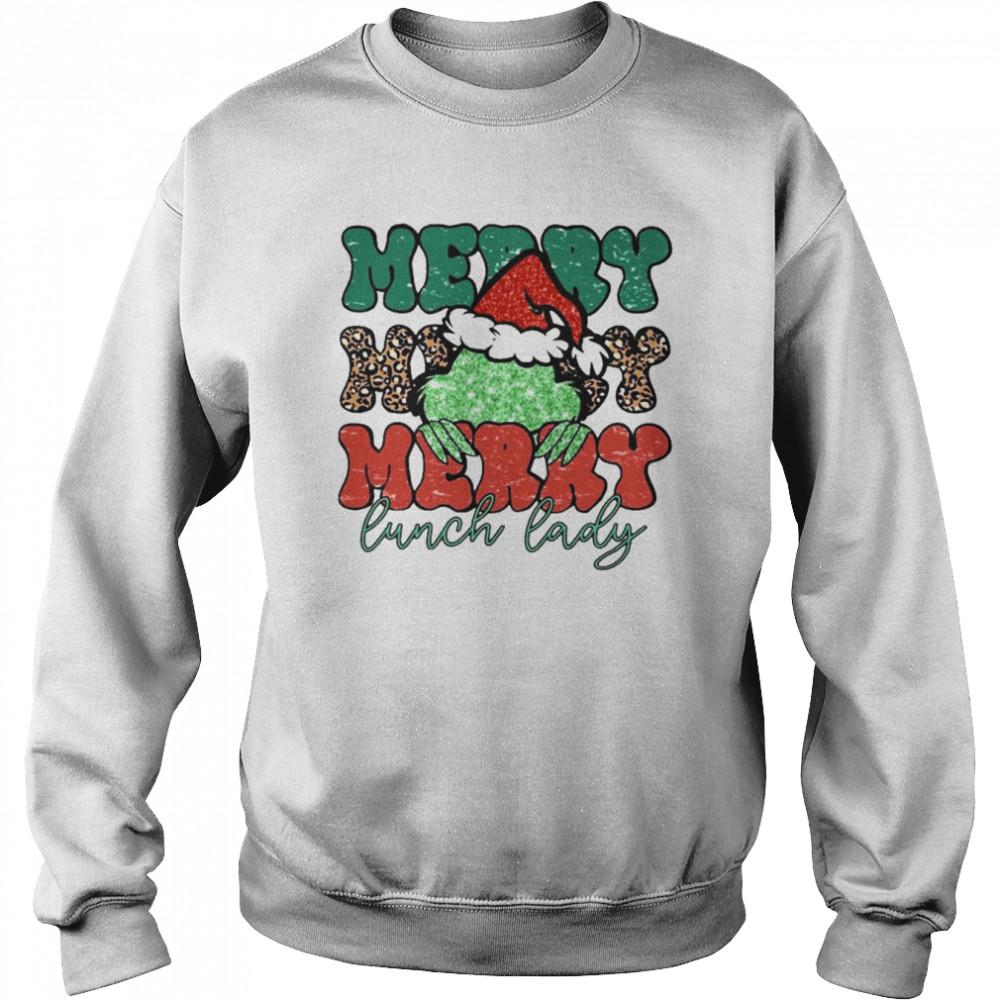 Santa Grinch Merry Lunch Lady Christmas Leopard 2022 shirt Unisex Sweatshirt