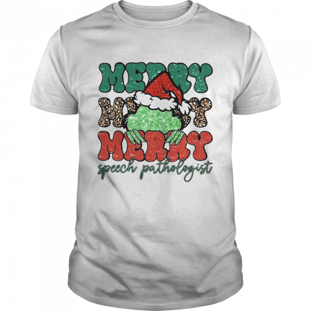 Santa Grinch Merry Speech Pathologist Christmas Leopard 2022 shirt Classic Men's T-shirt