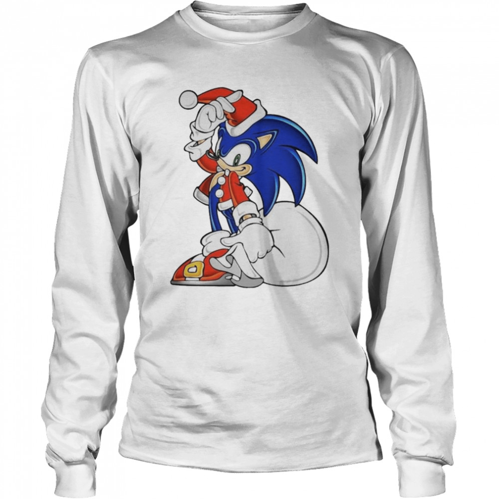 sonic the hedgehog in santa suit christmas 2022 shirt long sleeved t shirt