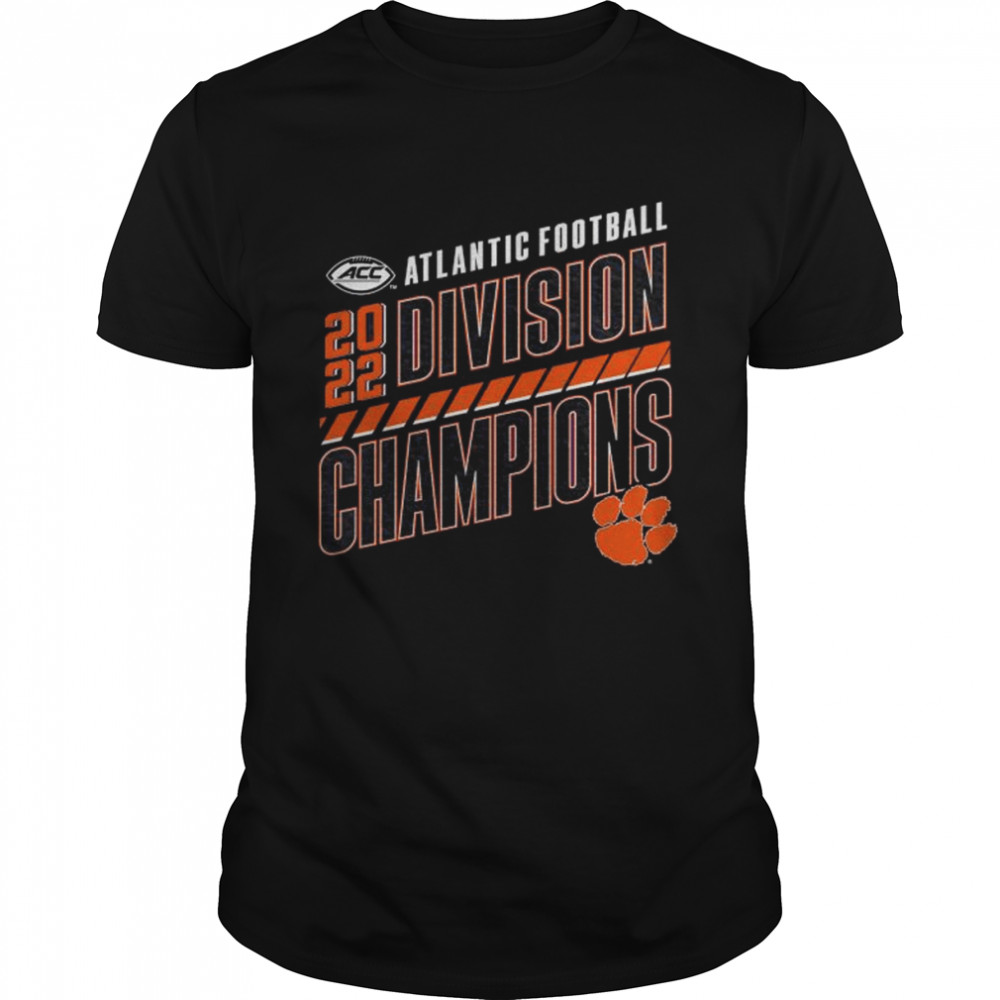 Clemson Tigers 2022 ACC Atlantic Division Football Champions Slanted Knockout T-Shirt