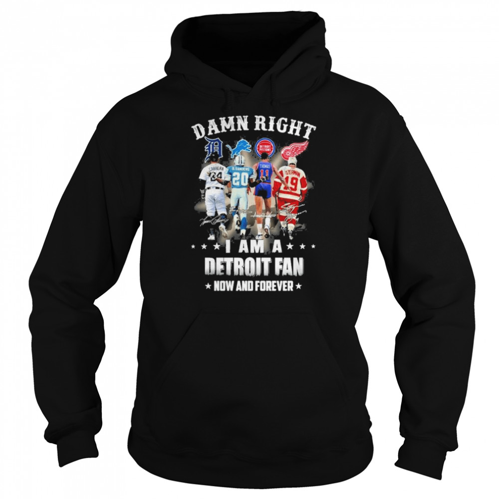 damn right I am a detroit fan now and forever signatures 2022 shirt Unisex Hoodie