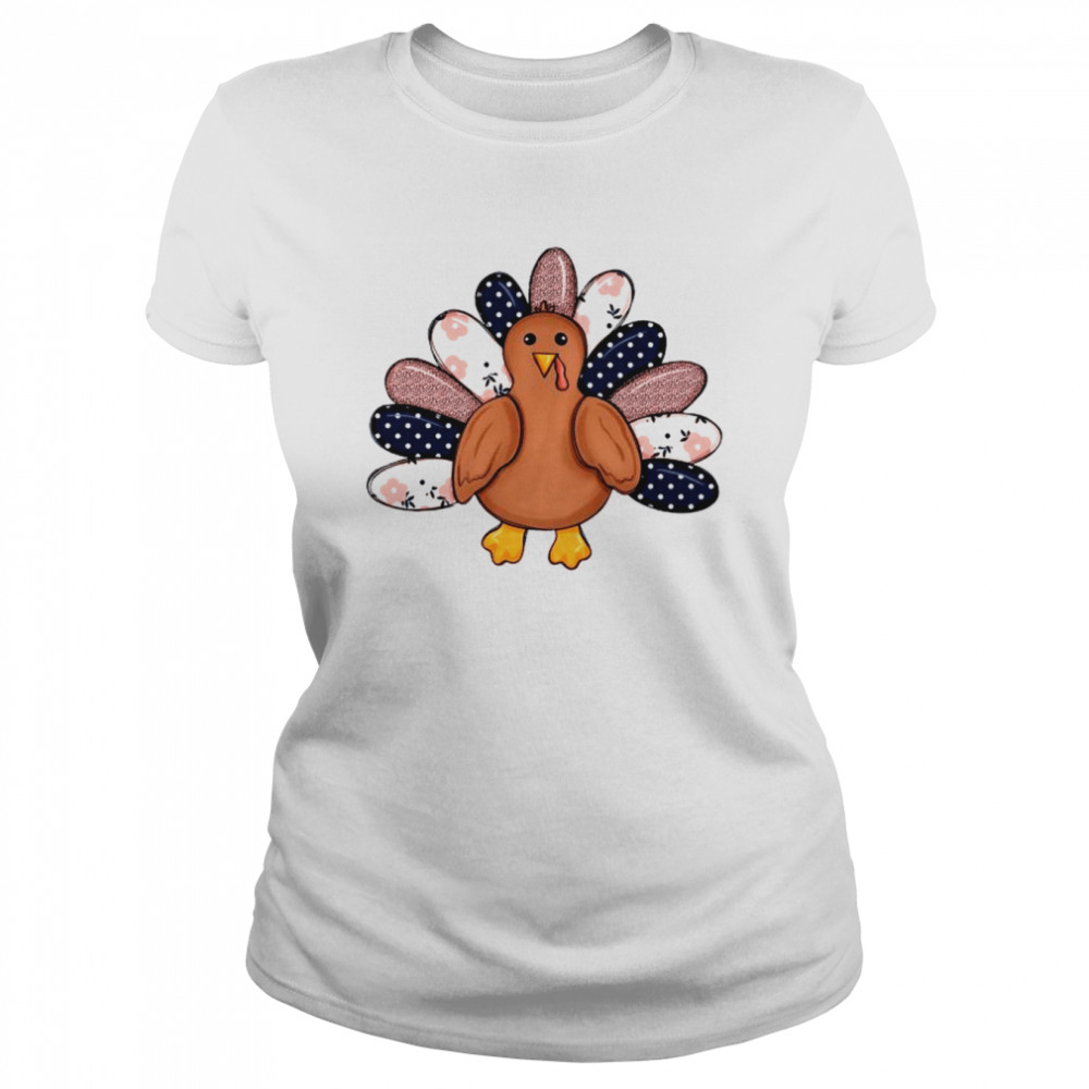 Patchwork Turkey Happy Thanksgiving shirt Classic Women's T-shirt