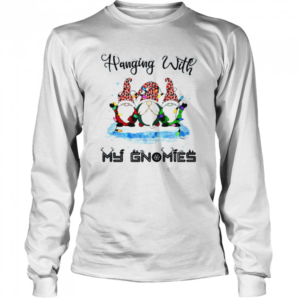 Hanging With My Gnomies Christmas Leopard Christmas 2022 shirt Long Sleeved T-shirt