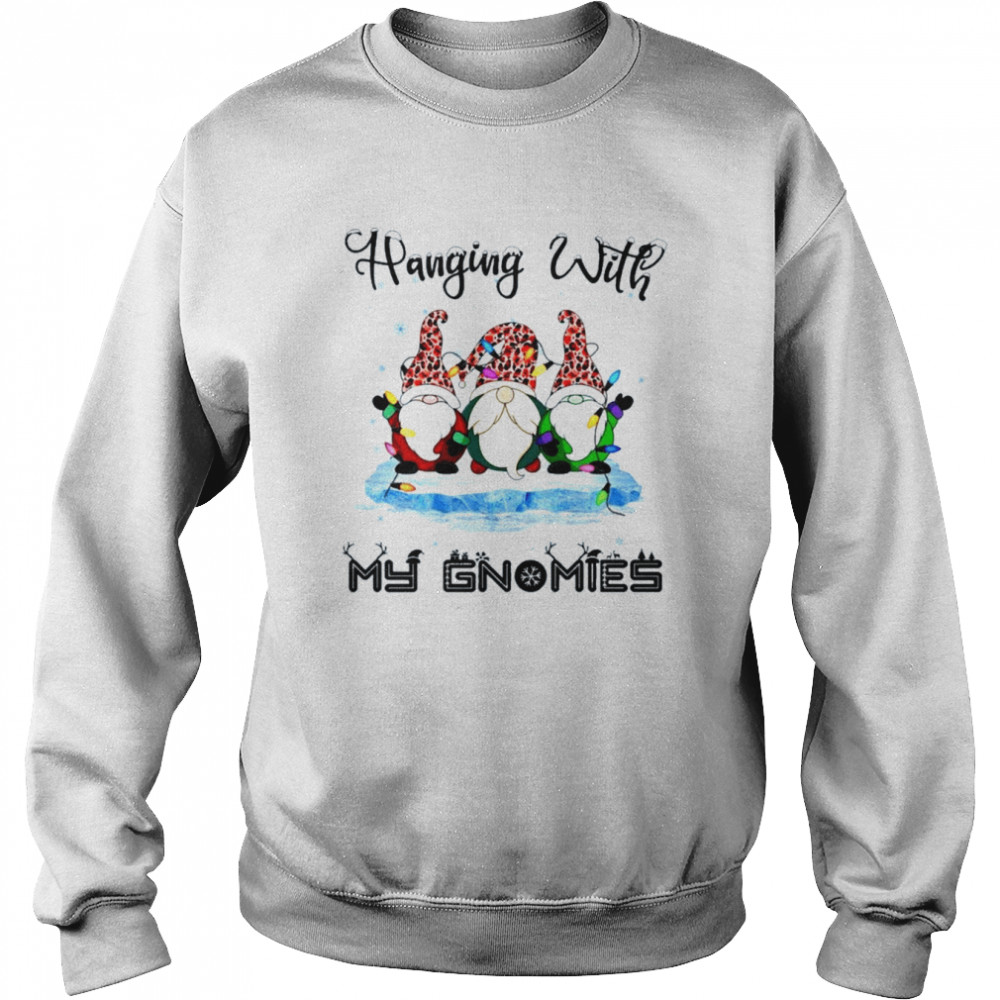 Hanging With My Gnomies Christmas Leopard Christmas 2022 shirt Unisex Sweatshirt