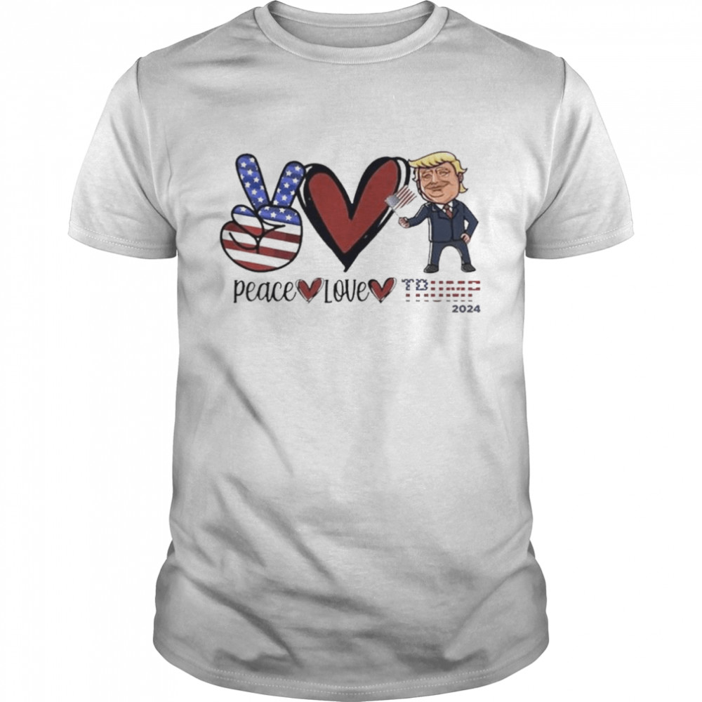 Peace Love Trump 2024 American flag shirt