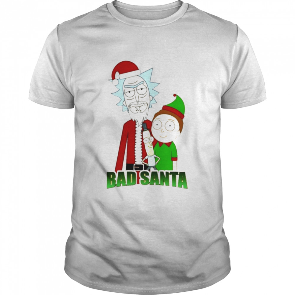 Bad Santa Rick And Morty Cartoon Christmas shirt Classic Men's T-shirt