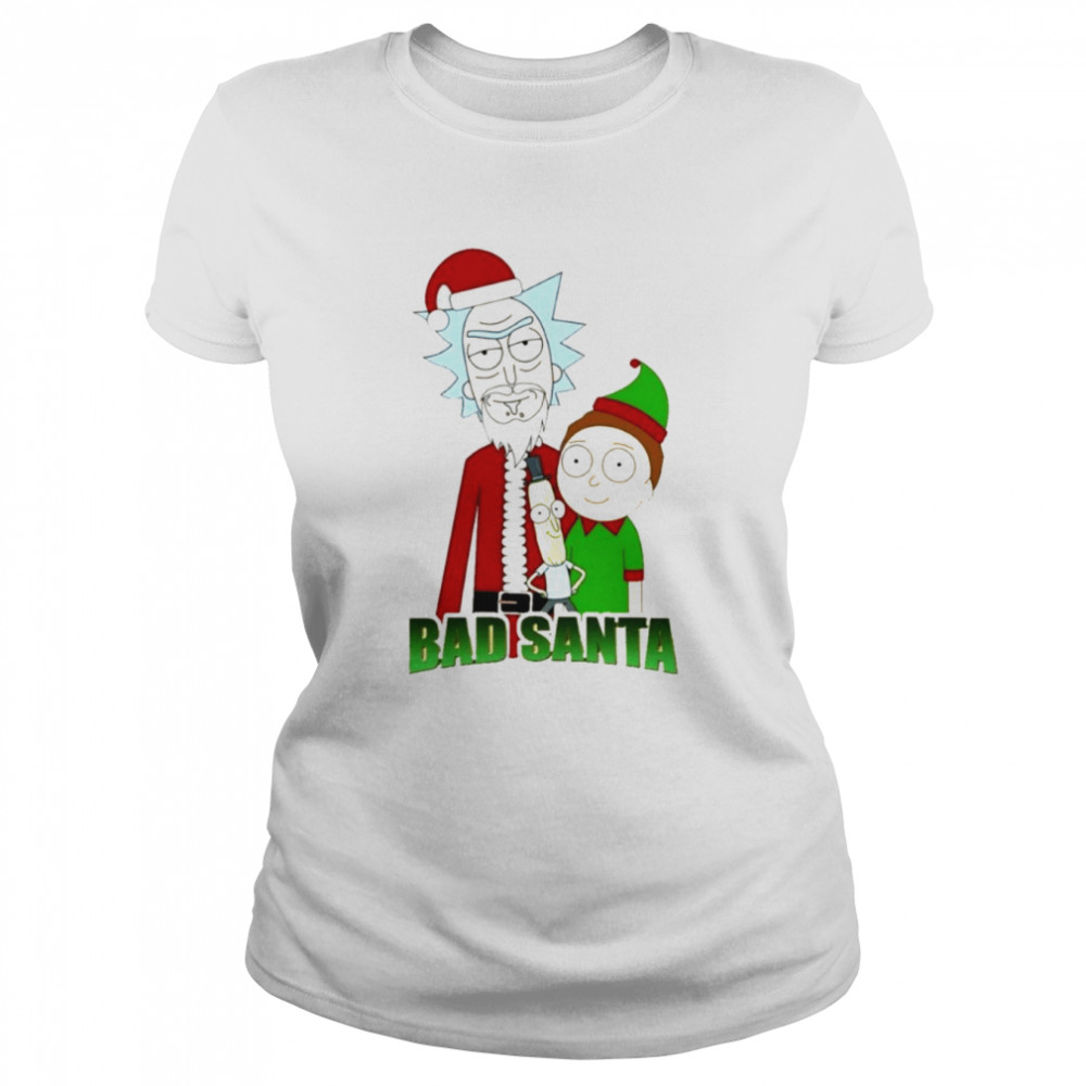 Bad Santa Rick And Morty Cartoon Christmas shirt Classic Women's T-shirt
