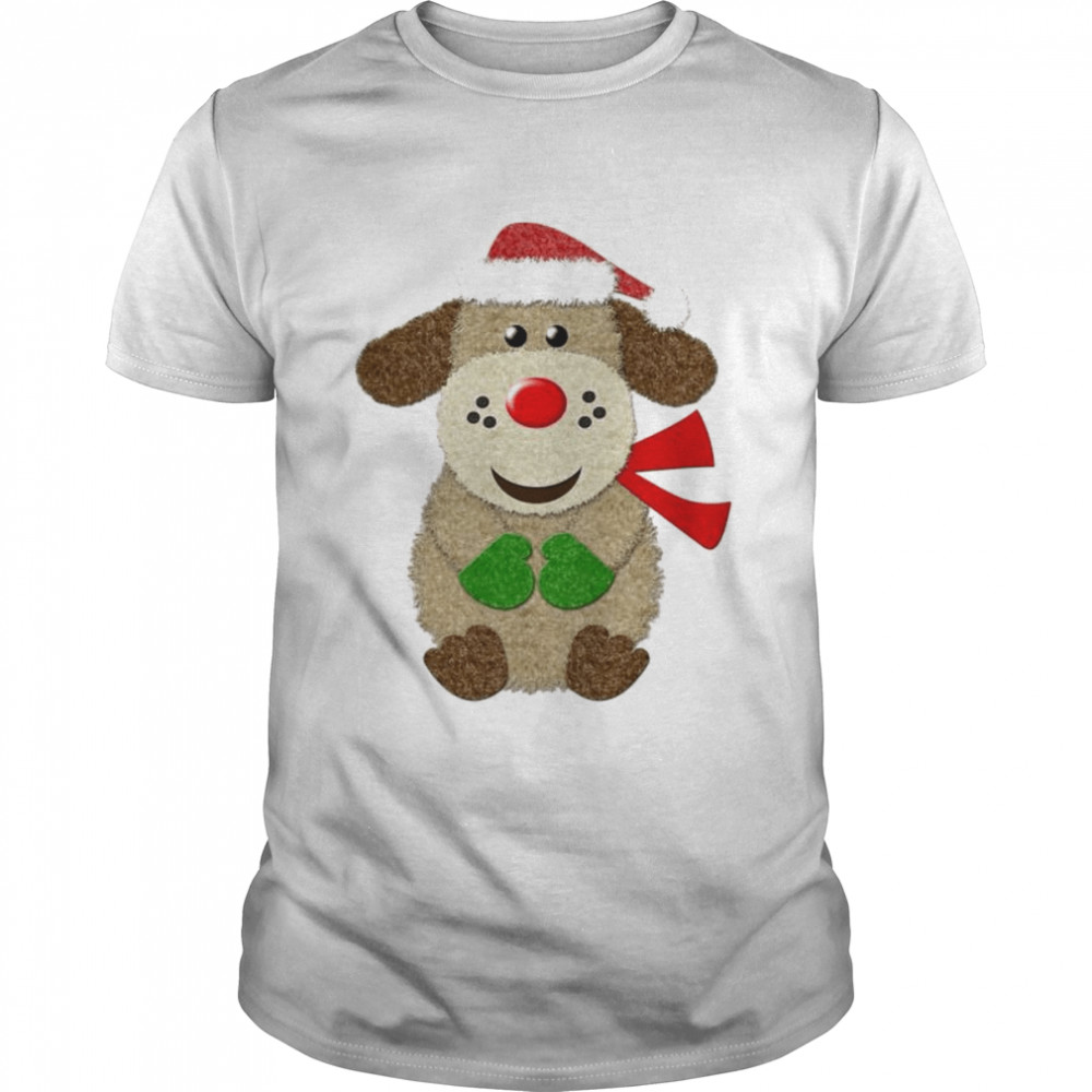 happy Christmas dog with santa hat shirt