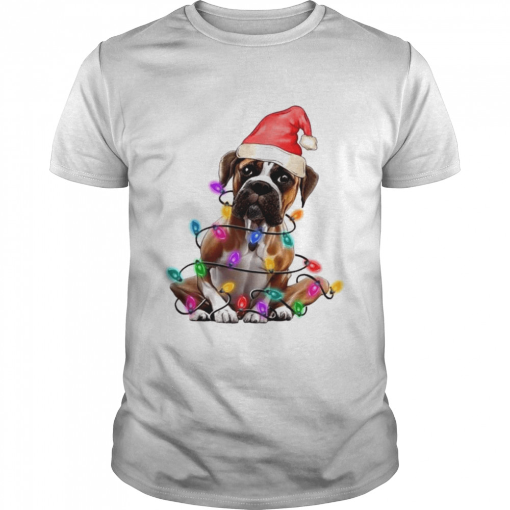 Santa Light Boxer Dog Christmas 2022 shirt