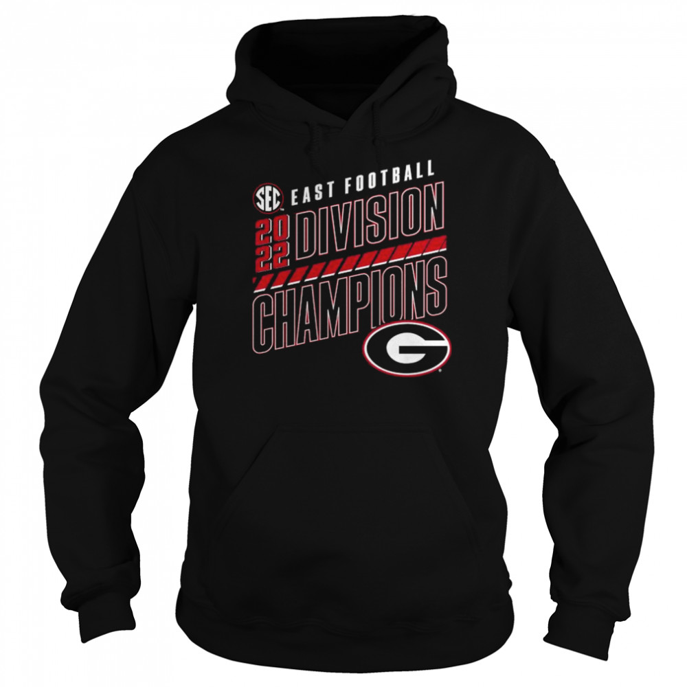 2022 SEC East Division Georgia Bulldogs Football Champions Slanted Knockout T- Unisex Hoodie
