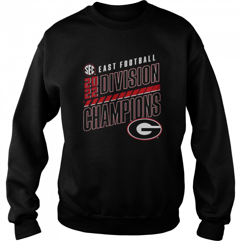 2022 SEC East Division Georgia Bulldogs Football Champions Slanted Knockout T- Unisex Sweatshirt