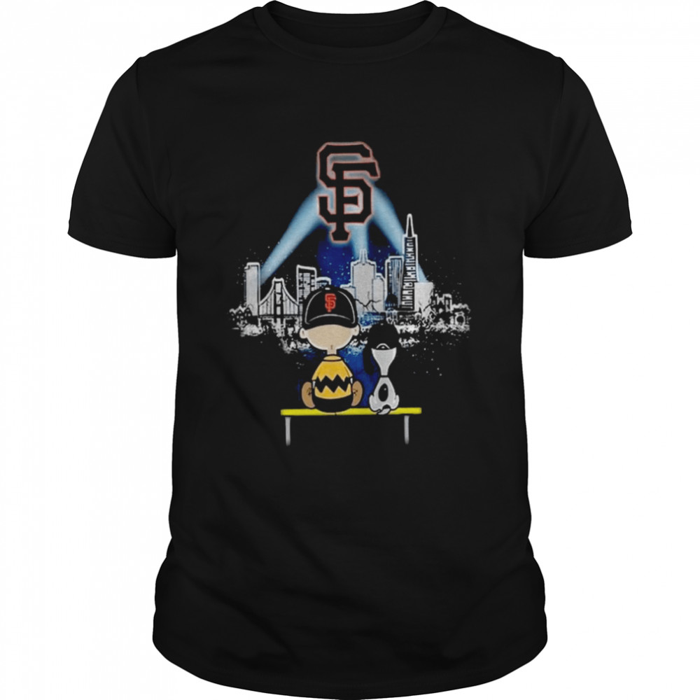Charlie Brown And Snoopy Dog Watching City San Francisco Giants Shirt