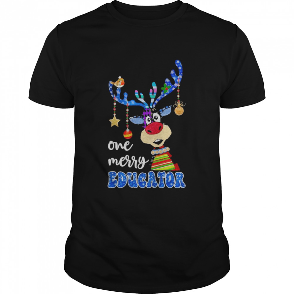 Reindeer Bauble One Merry Educator Merry Christmas 2022 shirt