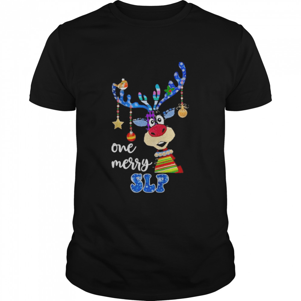Reindeer Bauble One Merry Speech Language Pathologist Merry Christmas 2022 shirt