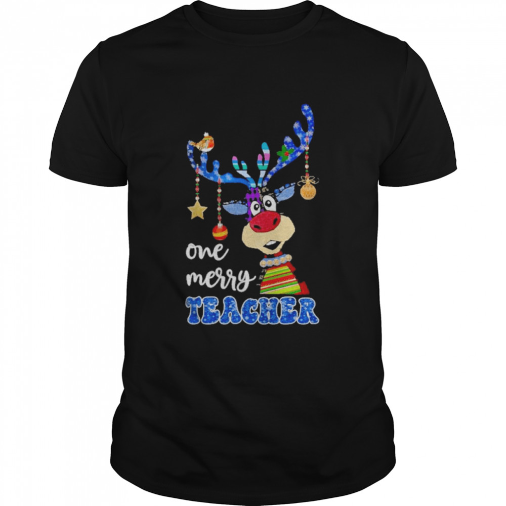 Reindeer Bauble One Merry Teacher Merry Christmas 2022 shirt
