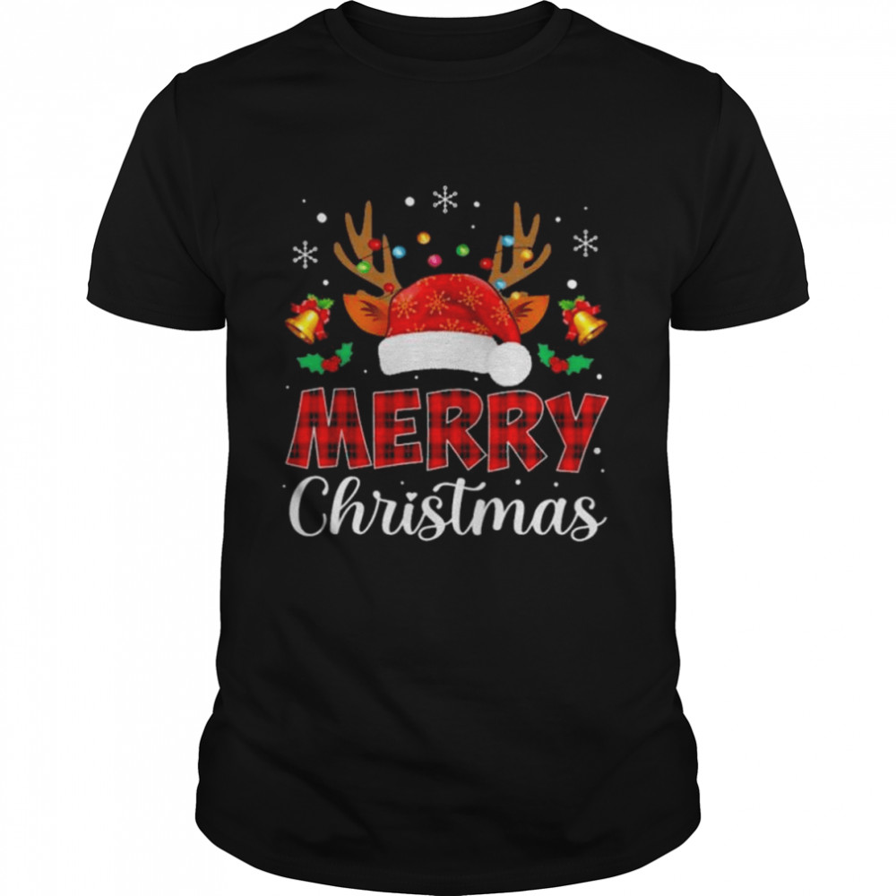 Santa reindeer 2022 merry Christmas light sweater Classic Men's T-shirt
