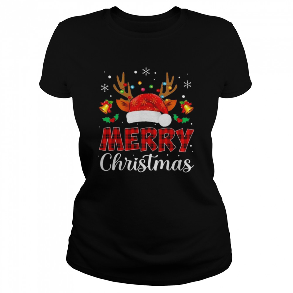 Santa reindeer 2022 merry Christmas light sweater Classic Women's T-shirt