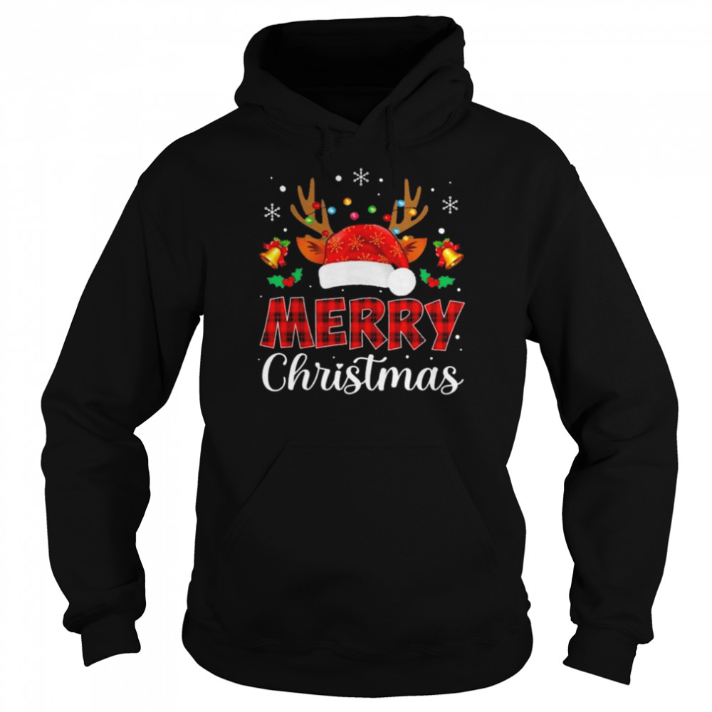 Santa reindeer 2022 merry Christmas light sweater Unisex Hoodie