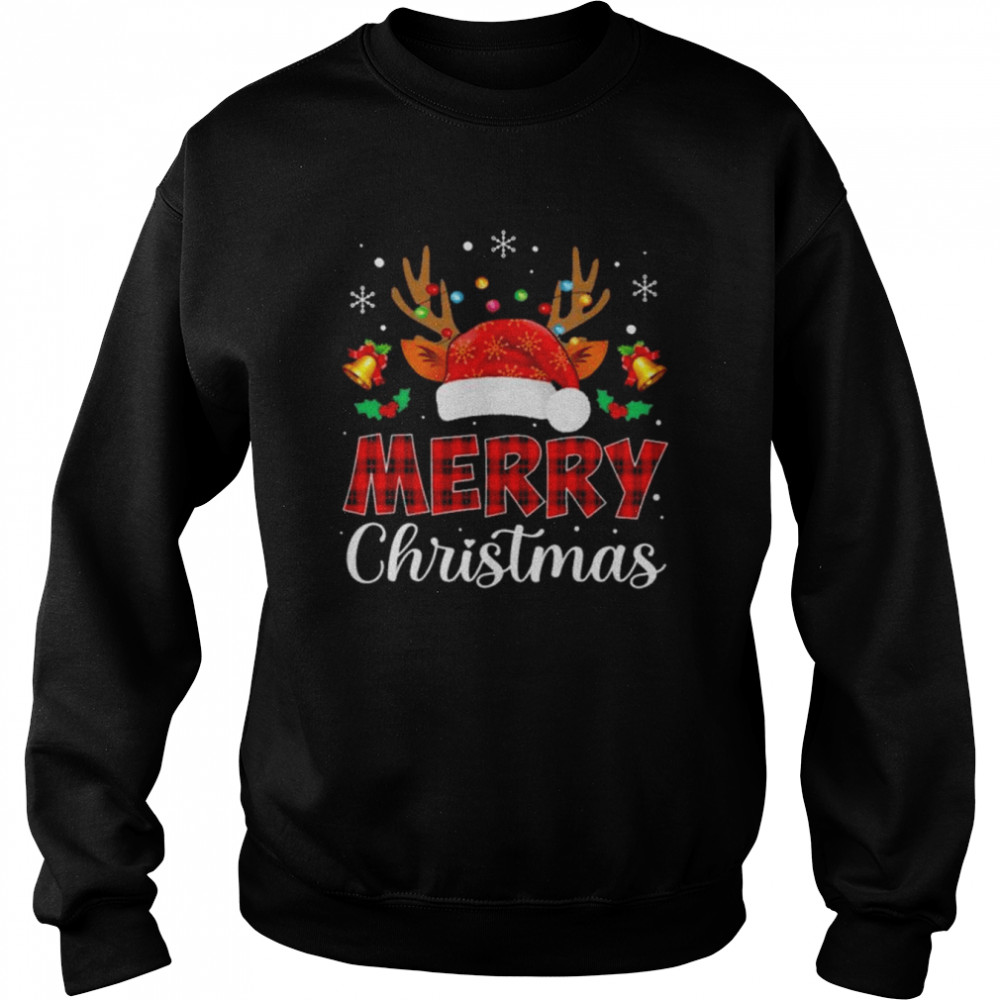 Santa reindeer 2022 merry Christmas light sweater Unisex Sweatshirt