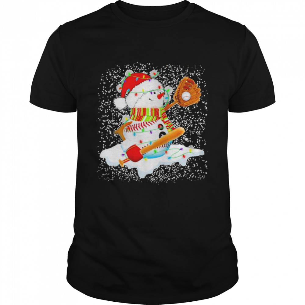 Christmas Baseball Bat Snowman Santa Snowflake Youth Shirt
