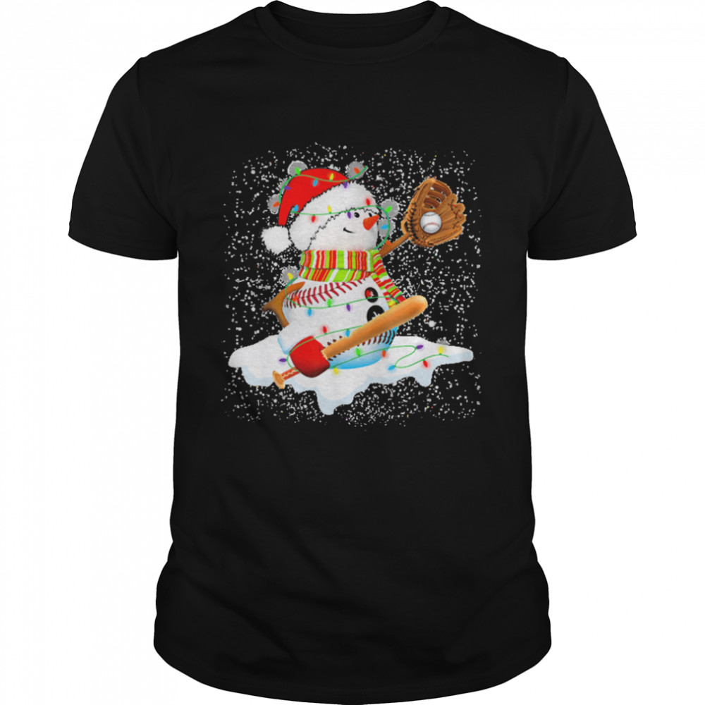 Christmas Baseball Bat Snowman Santa Snowflake Youth Shirt