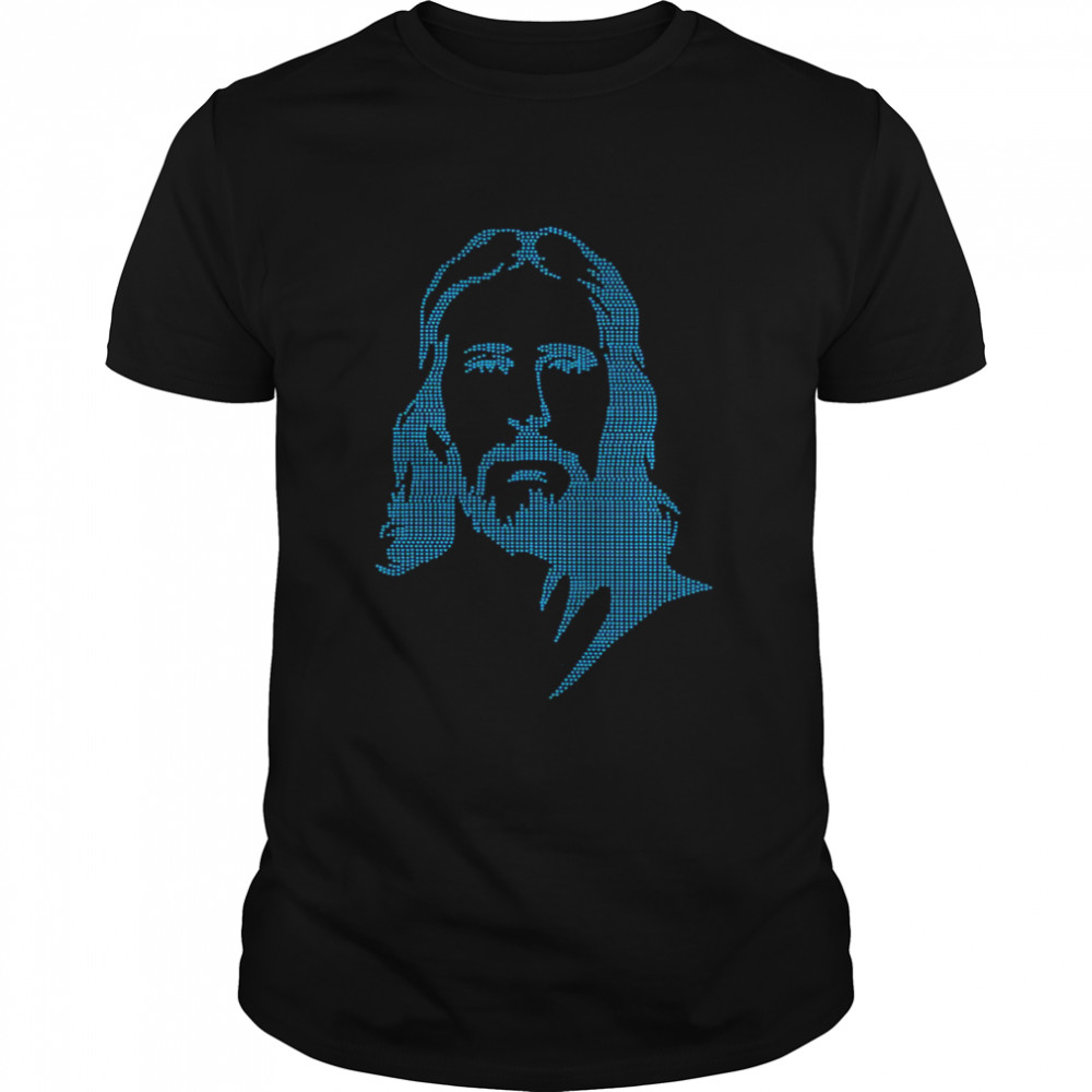 Jesus Portrait With Blue Hearts Jesus Face shirt