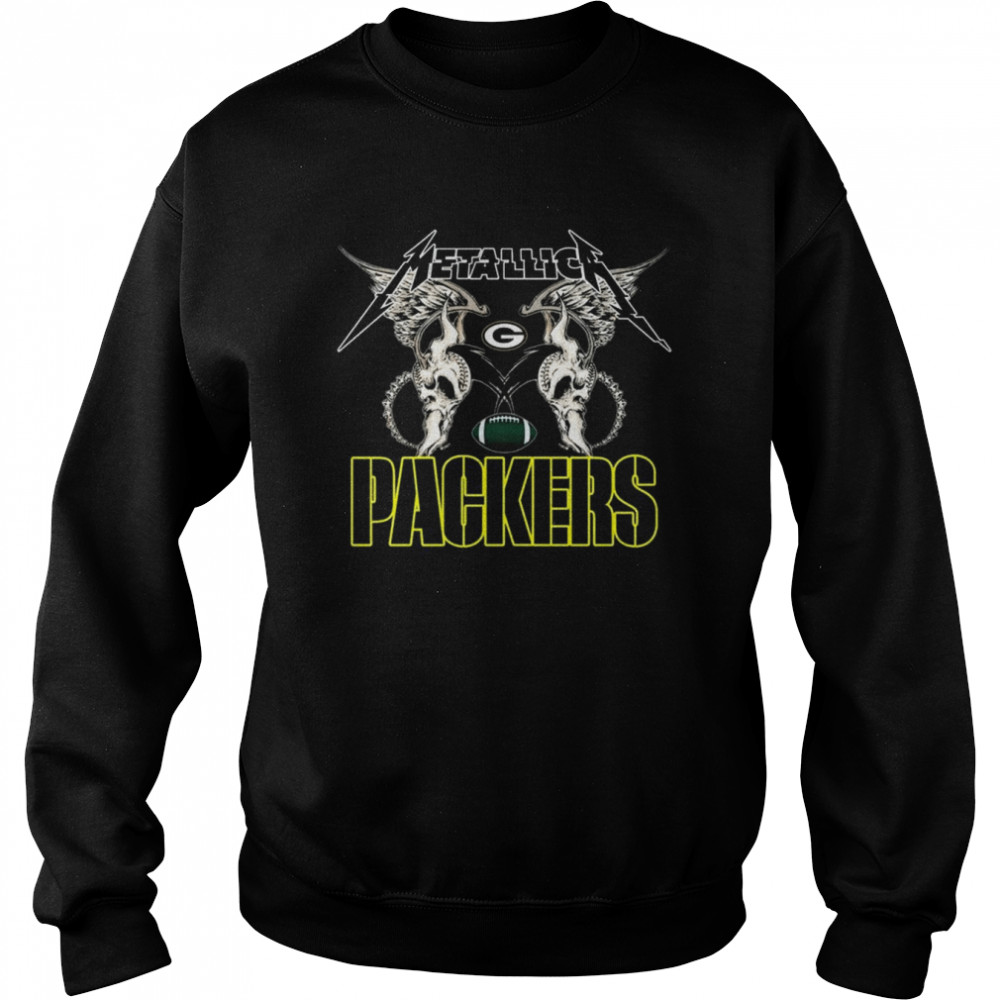 NFL Green Bay Packers Logo Black Metallica Wings Unisex Sweatshirt