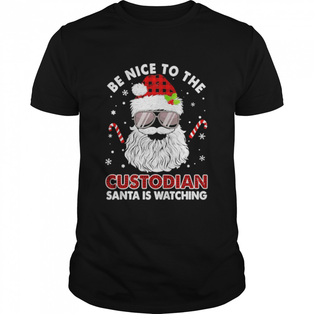 Be nice to the Custodian Santa is watching Merry Christmas shirt Classic Men's T-shirt