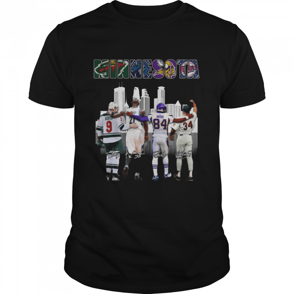 Minnesota Wild Minnesota Timberwolves Minnesota Vikings And Minnesota Twins Champs City 2022 signatures shirt