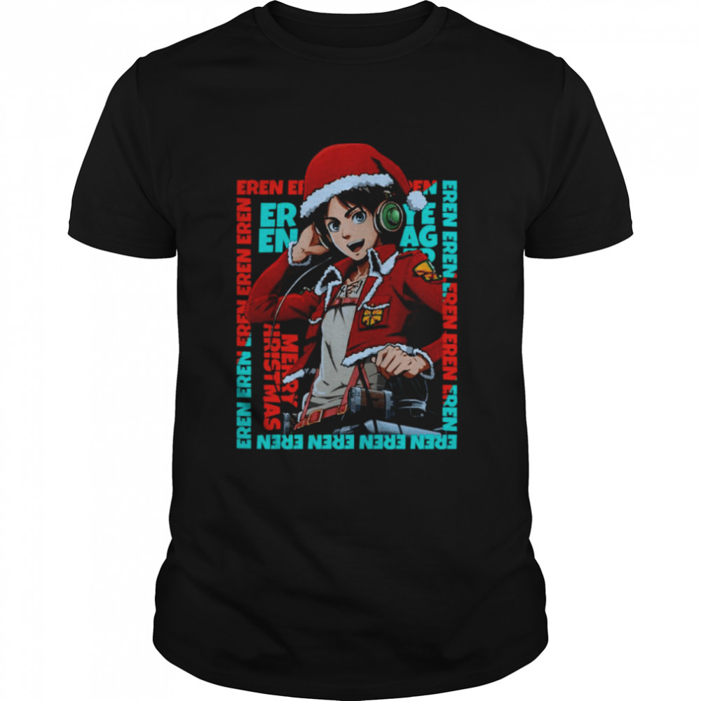 Santa Hat Eren Yeager Attack On Titan Christmas shirt Classic Men's T-shirt