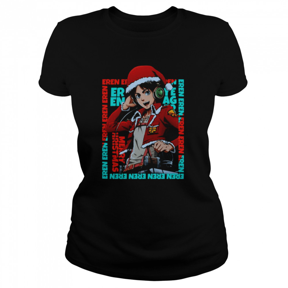 Santa Hat Eren Yeager Attack On Titan Christmas shirt Classic Women's T-shirt