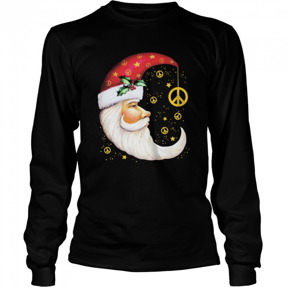 Santa Moon Flag Toland Home Christmas Long Sleeved T-shirt