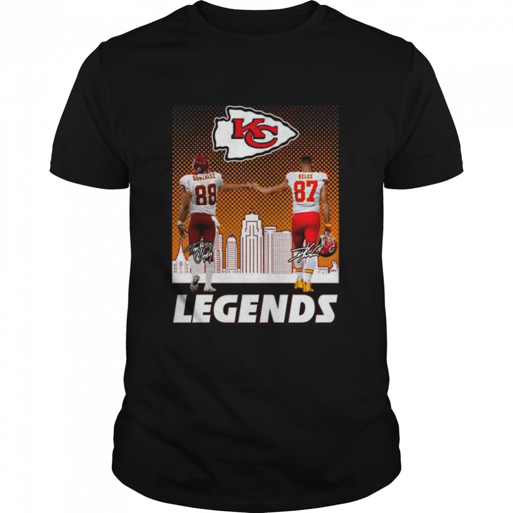 Kansas City Chiefs City Skyline, Legends 88 Gonzalez And 87 Kelce signature Shirt