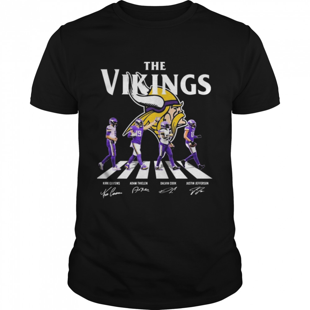 The Vikings Kirk Cousins Adam Thielen Dalvin Cook and Justin Jefferson Abbey Road Signatures T-Shirt