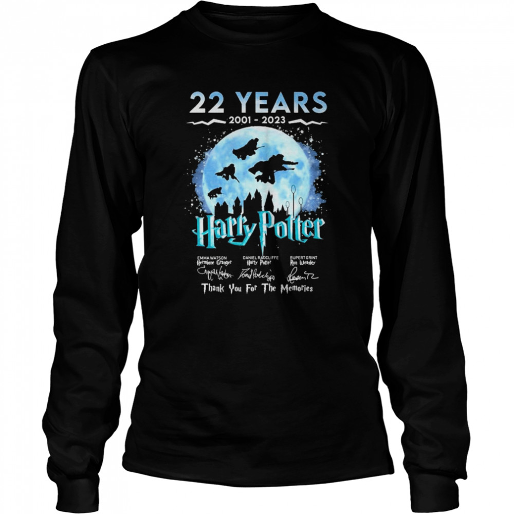 22 Years 1001-2023 Harru Potter Watson Radcliffe Grint Thank You For The Memories Signatures  Long Sleeved T-shirt