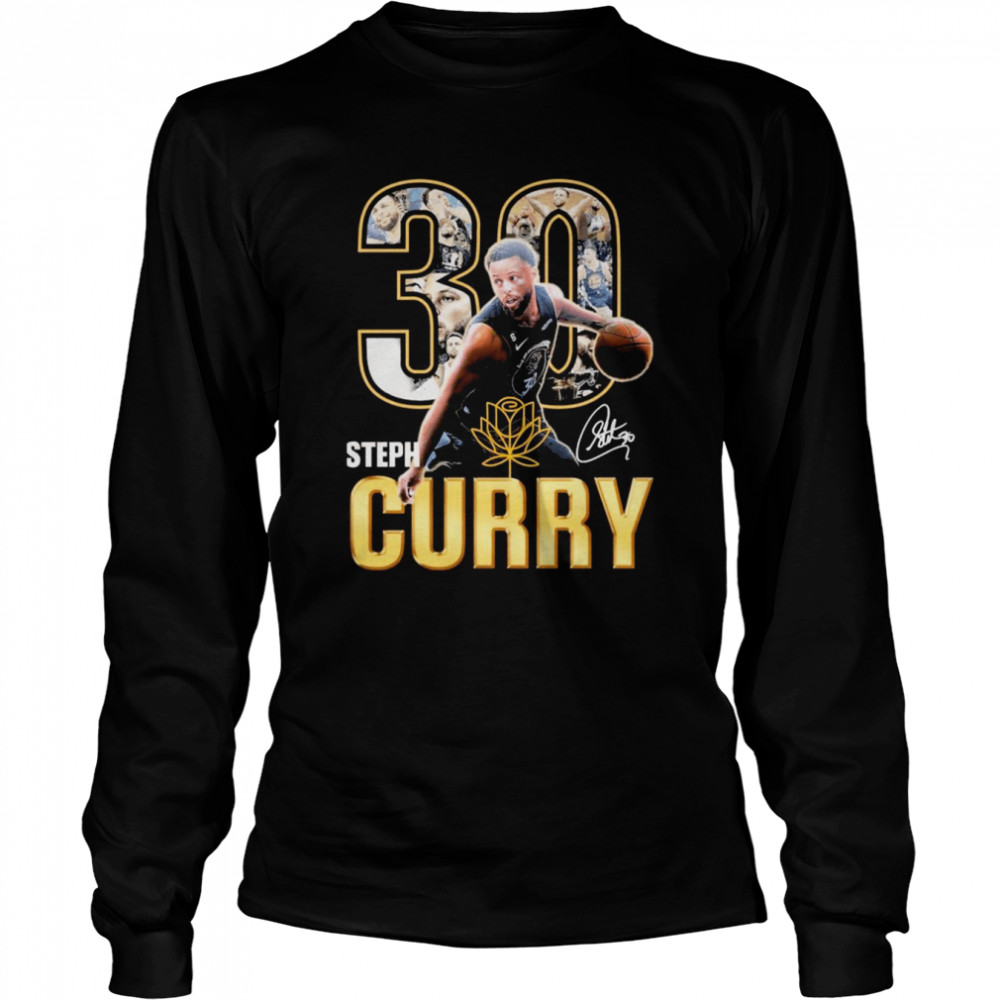 30 Steph Curry Golden State Warriors Signatures  Long Sleeved T-shirt