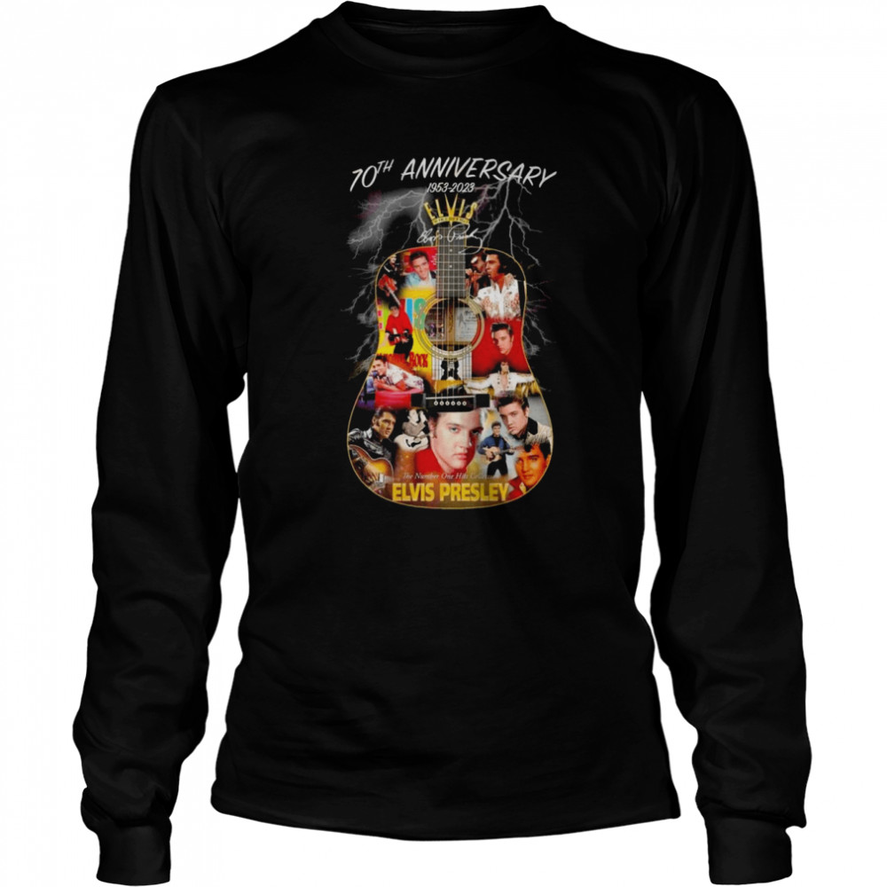 70th Anniversary 1953 – 2023 The Number One Hits Collection Elvis Presley Signature  Long Sleeved T-shirt