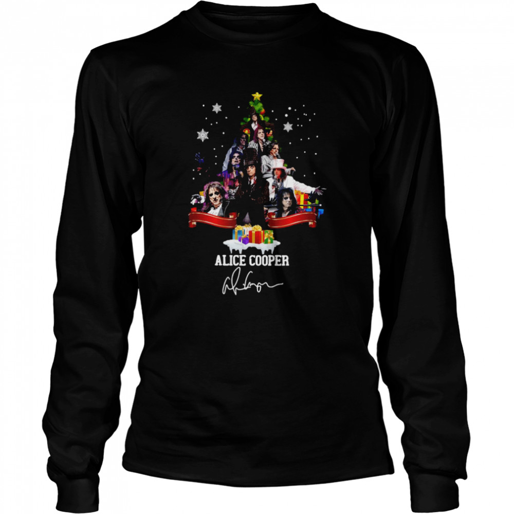 Alice Cooper Christmas Tree Signature Merry Christmas 2022  Long Sleeved T-shirt