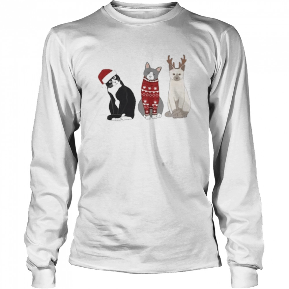 Christmas cat meowy t-shirt Long Sleeved T-shirt