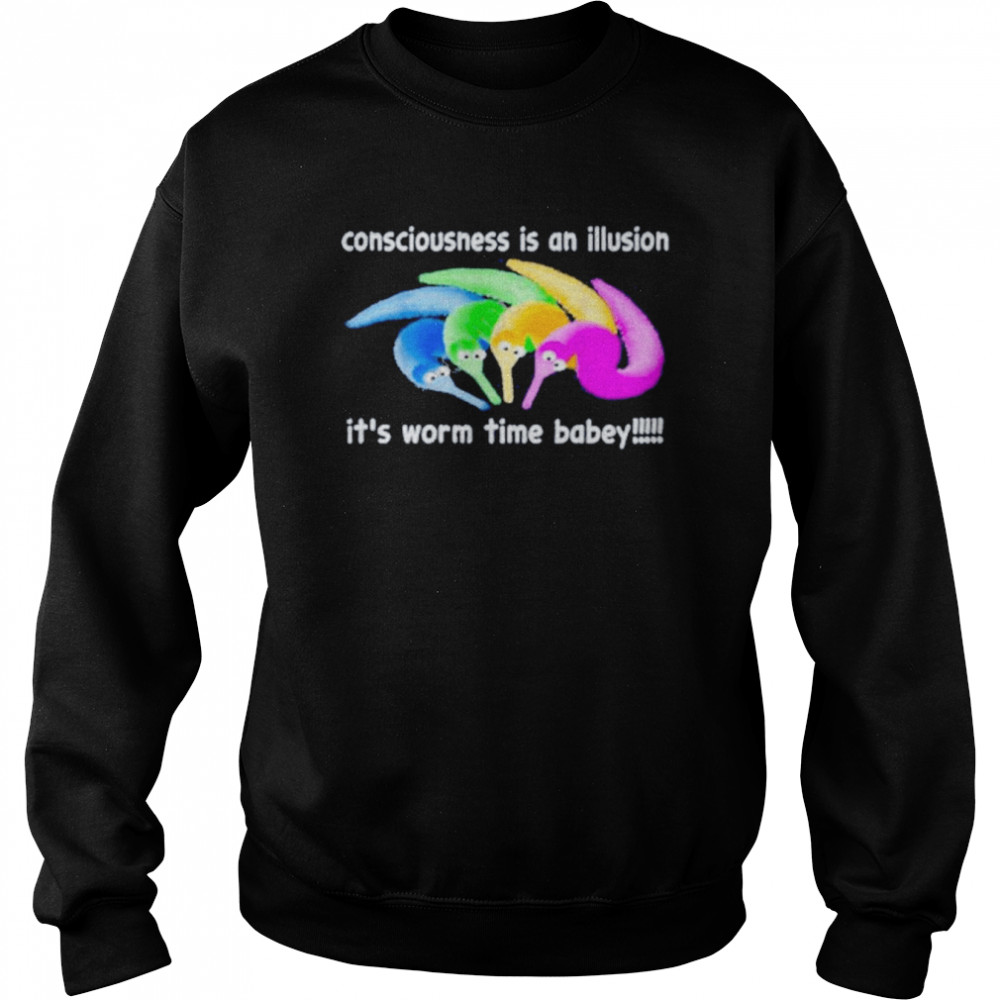 consciousness is an illusion its worm time babey t shirt unisex sweatshirt