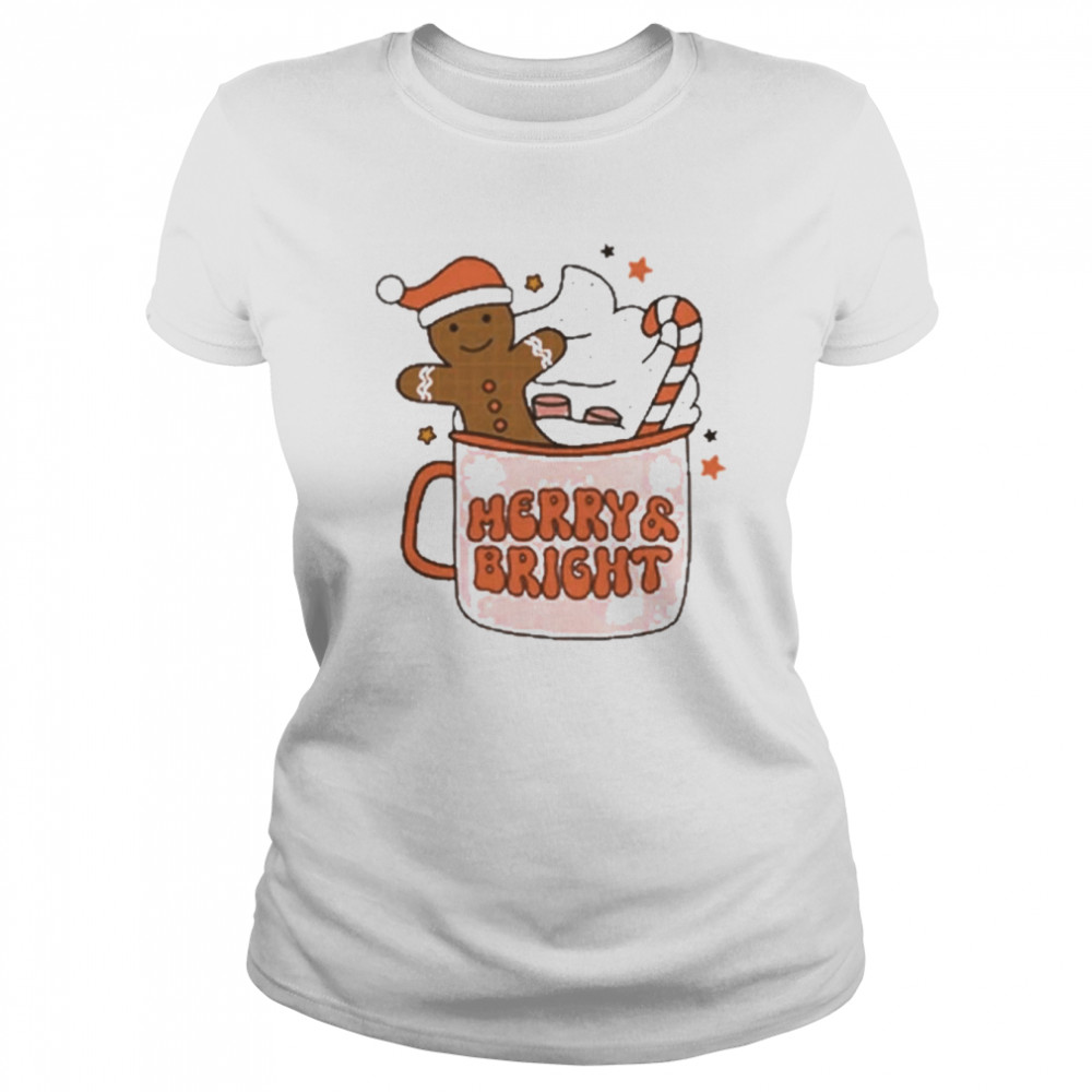 merry and bright christmas coffee and cake t shirt classic womens t shirt